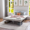 Double Metal Bed Frame - Bedstead Base with Headboard and Footboard - Metal Slat