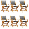 Brokky Folding Garden Chairs 6 pcs Black Solid Wood Acacia,Folding Garden G5B4
