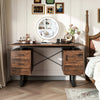 Computer Desk Home Office Desk with Floating Desktop & Dual Drawers Rustic Brown