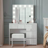 Vanity Dressing Table Set w/ LED Mirror High Gloss 4 Drawers Makeup Desk Bedroom