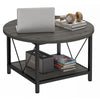 Round Coffee Table with Storage Shelf & Metal Legs, 80cm, for Living Room
