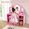Toddler Vanity Table and Chair Set Princess Makeup Vanity Set-Pink