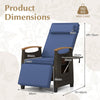Outdoor Rattan Recliner Chair Wicker Reclining Lounge Chair w/ Armrests Navy