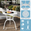 Outdoor Furniture Table and Chairs Set with Umbrella Holes-White