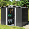 8x8FT Metal Garden Shed Apex Roof With Free Foundation Storage House Anthracite