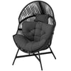 Standing Rattan Garden Egg Chair with Headrest, Charcoal Grey