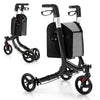 Three Wheel Rollator Walker Aluminium Foldable Mobility Aid Walker w/Handle