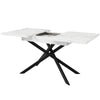 Extendable Dining Table 120-160x80x76.5cm, White Marbled MDF, Black Crossed Legs