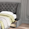 Double Upholstered Platform Bed Frame 135x190 with Drawers Storage and Headboard