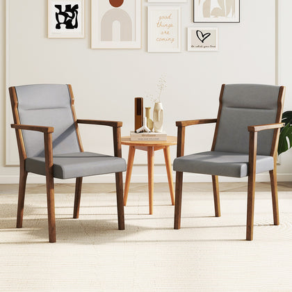 2PCS Mid-Century Modern Dining Chairs Upholstered with Solid Frame