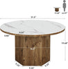 Round Coffee Table with Sintered Stone Top, 31.5-Inch White Circle Center Table