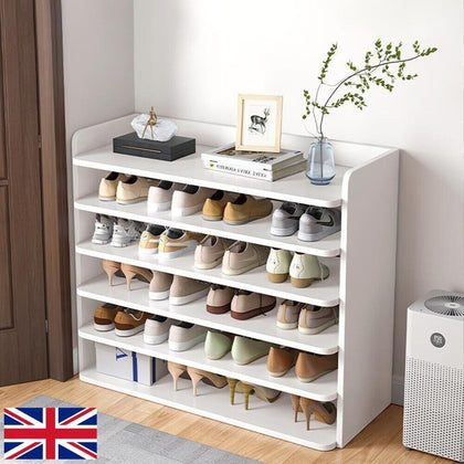 6 Tier Shoe Cabinet Storage Organizer MDF Unit Footwear Stand Rack Home Entryway