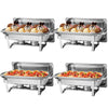 4-Pack 9L Chafer Silver Chafing Dish Buffet Set Stainless Steel Food Warmer Set