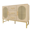 SIDEBOARD CABINET WOODEN RATTAN 2 DOORS 3 DRAWERS CUPBOARD STORAGE FURNITURE