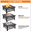 Fire Pits for Garden Square Fire pit For Barbecue,Heating,Cooling Drinks w/Cover