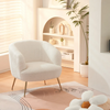 White Teddy Sherpa Upholstered Tub Accent Chair Barrel Chair Occasional Armchair