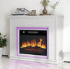 White Electric Fireplace Heater Mantelpiece Surround Set LED Flames Remote Timer