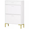 Shoe Storage Cupboard with 2 Flip Doors and Sliding out Drawer, White