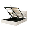 Merax Upholstered Bed Functional Bed from Storage Double Size Beige Velvet
