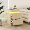 LED Bedside Table 2 Drawers Cabinet Charging Station Nightstand Storage Wood