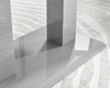 Grey Gloss Pillar Dining Table & 6 Velvet Knockerback Belgravia Chairs