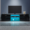 Modern 160cm TV Unit Stand Cabinet Black High Gloss 2 Door Storage LED Lights