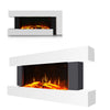 FIREPLACE WHITE MANTEL WALL MOUNTED ELECTRIC FIRE GLASS LED FLAME HEATER 51 52''