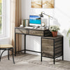 Industrial Styled Workstation Writing Table Computer Desk w/ 5 Drawers-Grey