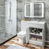 White Bathroom Vanity Unit Sink Cabinet Right Hand Basin Storage with WC Toilet
