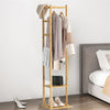 Bamboo Clothes Hanging Rail Garment Rack Hall Trees Corner Coat Stand