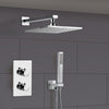 Modern Shower Mixer Square Bathroom Concealed Twin Head Valve Set