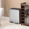 Metal Step Trash Can 60L Step Trash Garbage Can W/Dual Compartments