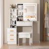 Dressing Table With Led Lights Sliding Mirror 4 Drawers Vanity Table Makeup Desk