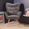 Fabric Armchair High Back Buttoned Upholstered Sofa Accent Chair with Foot Stool