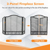 3 Panel Foldable Fireplace Screen Freestanding Metal Mesh Spark Guard Protector
