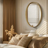Gold Aluminum Frame Oval Vanity Mirror Wall Mounted Art Mirror for Bedroom Decor