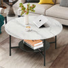 Heavy Duty Marble Coffee Table Large 2 Tier Round Sofa Side End Table Bookshelf