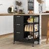 Kitchen Island Rolling Cart Utility on Lockable Wheels-Black