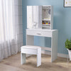 Foldable Makeup Table Set Drawer Mirror Storage Makeup Room White Dressing Table