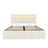 5ft King Ottoman Storage Bed Frame with Tufted Headboard & Night Light, Beige