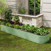 Galvanised Raised Garden Bed Metal Planter Box w/Open Bottom, Grey/Green/Sliver