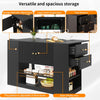 Kitchen Island Storage Cabinet w/Extendable Worktop, Drawers, Adjustable Shelves