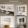 LED Bathroom Mirror Illuminated Demister 3 Color Touch Switch 80*60cm Anti-fog