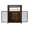 Drinks Cabinet Wine Bar w/ Glass & Bottle Storage | Black Rattan W/ RGB LED