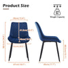 2pcs Dining Chairs Set Ergonomic Velvet Padded Seat Back Restaurant Chair Fabric