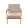 Linen Fabric Accent Chair Upholstered Leisure Armchair Tub Chair Solid Wood Legs