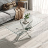 Glass Coffee Table With Chrome X Modern LivingRoom Furniture Tea Sofa Side Table