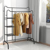 Black Metal Clothes Rail Rack Garment Stand Corner Open Wardrobe with Shelf