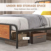 Farmhouse Style King Size Bed Frame with Steel Slat Support and Rustic Wood Pane