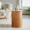 Oak Effect Round Side Table Coffeee Table Panelled Table Home Furniture